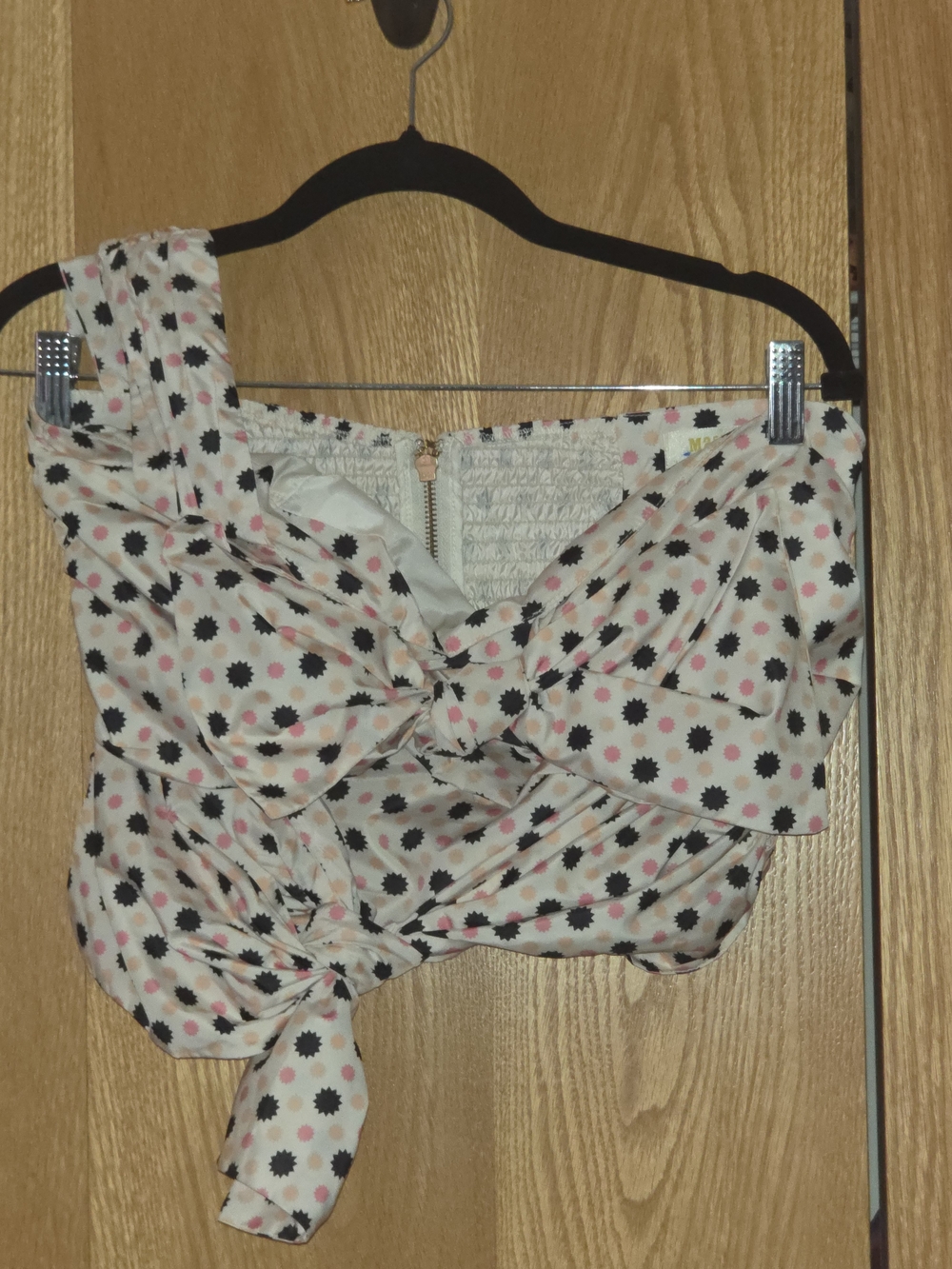 Maeve Cream Polka-Dot Tie-Front Crop Top Size 10 $60 NWT